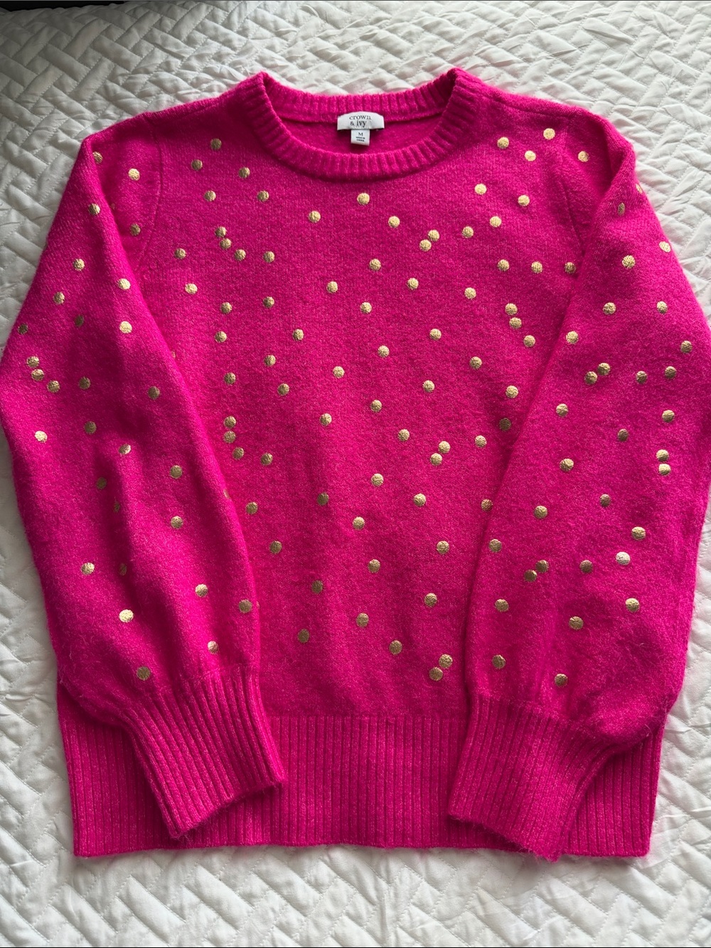 Crown & Ivy Gold Foil Polka Dot Crewneck Sweater - Size M